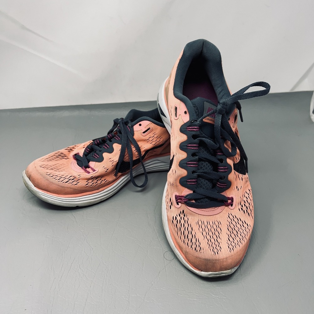 Nike Womens Lunarglide 5 Running Shoes Size 8.5 Peach Black Stability Run Gym